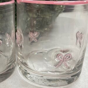 T.J.Maxx | Dining | Pink Bow Ribbons Lampwork Embedded Drinking Glasses